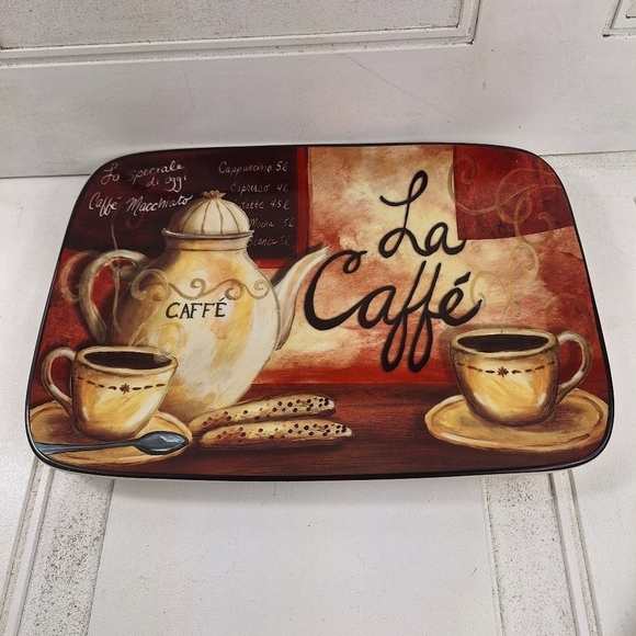 Certified International Italian "La Caffe" Elongated Platter  "13 1/2 x 10"Inch - Picture 4 of 6